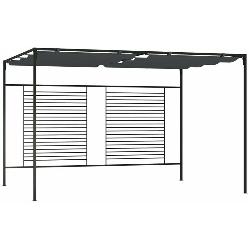 

Cenador con techo retractil antracita 4x3x2,3 m 180 g/m²