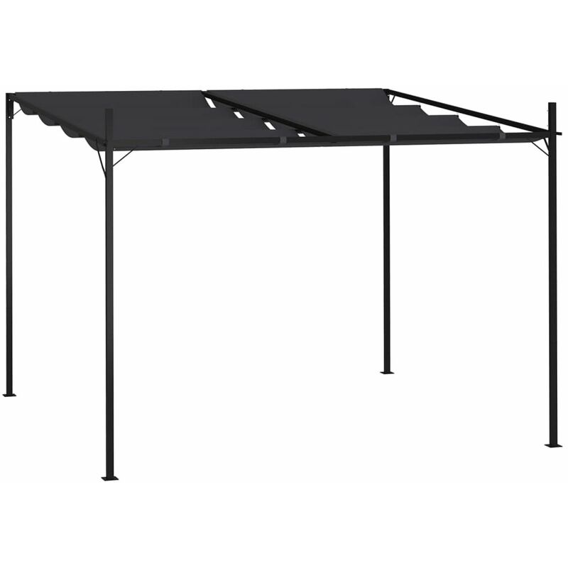 

Cenador con techo retractil gris antracita 300x300x233 cm