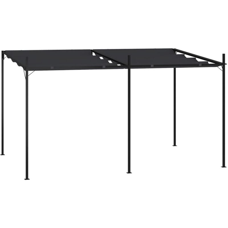

Cenador con techo retractil gris antracita 400x300x233 cm