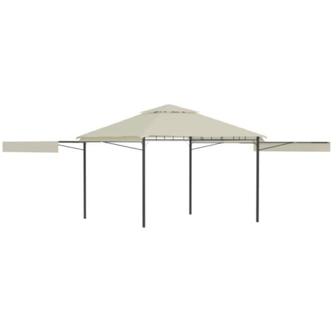 Cenador con tejado doble extensible crema 3x3x2,75m 180g/m² vidaXL