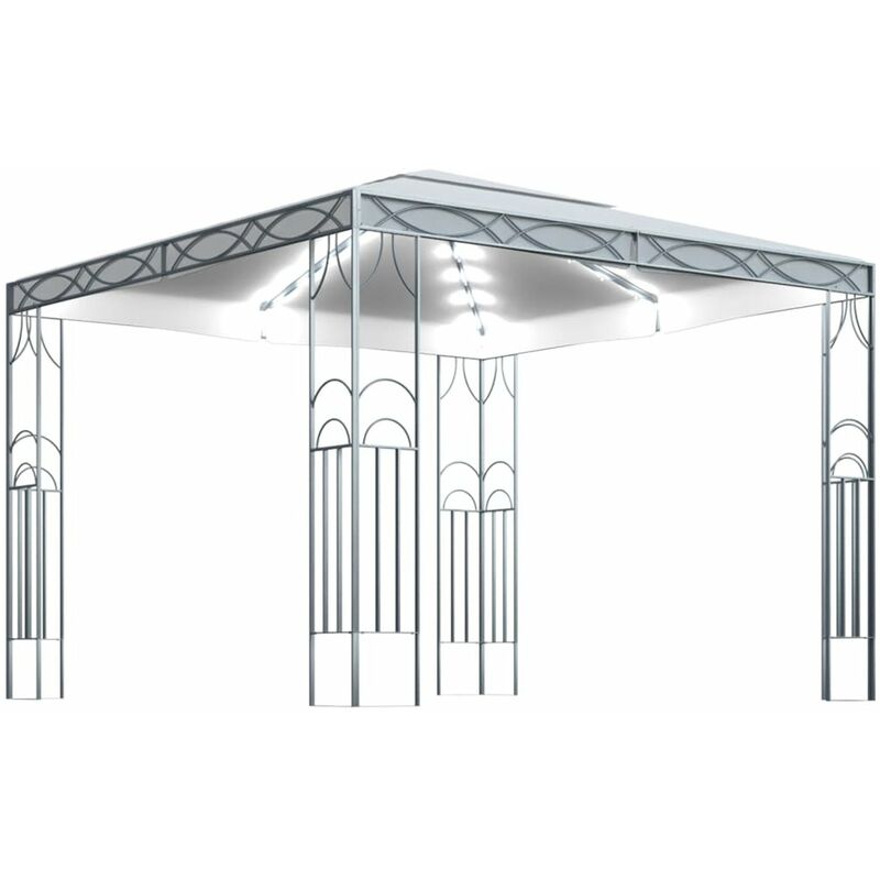 

Cenador con tira de luces LED 300x300 cm crema