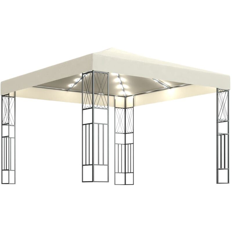 

Cenador con tira de luces 3x3 m tela color crema - Crema