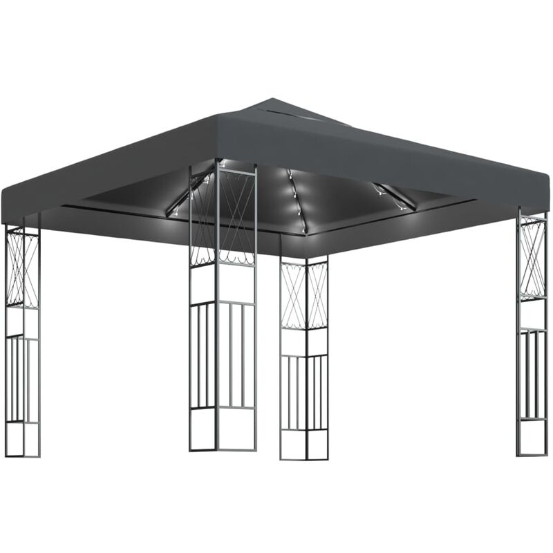 

Cenador con tira de luces 3x3 m tela gris antracita - Antracita