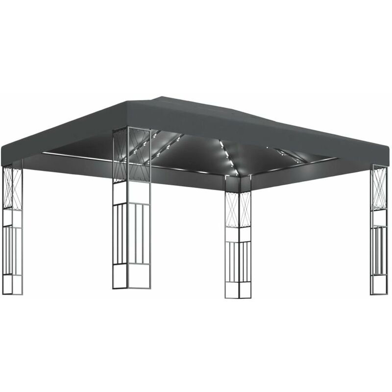 

Happyshopping - Cenador con tira de luces LED 3x4 m tela gris antracita