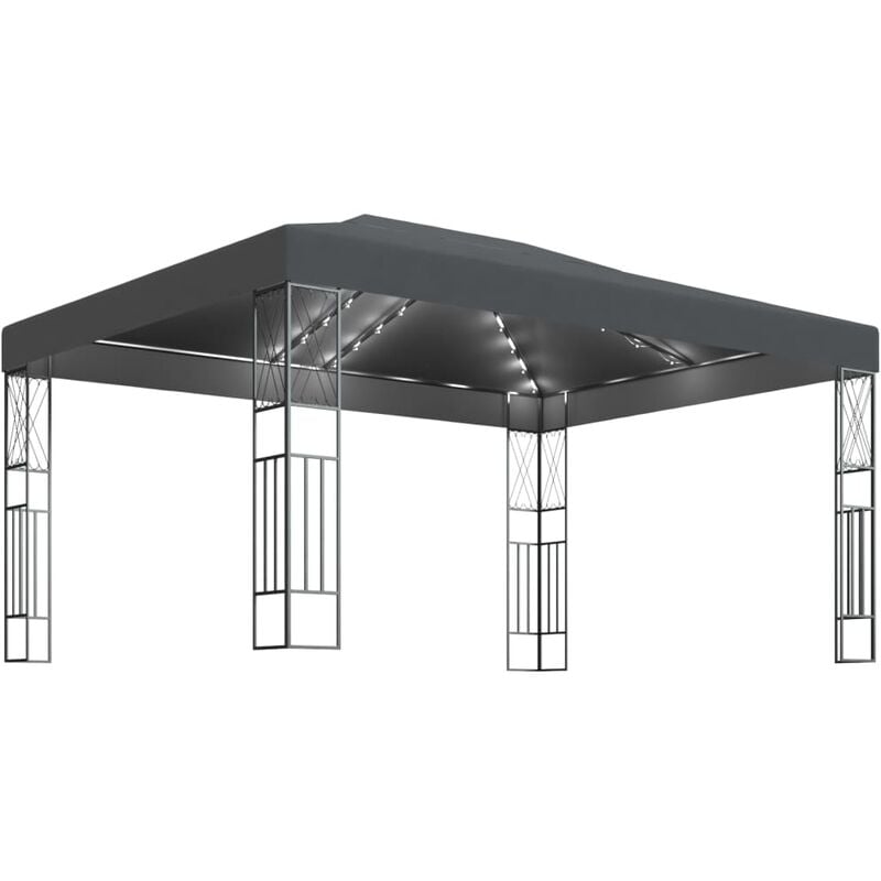 

Cenador con tira de luces 3x4 m tela gris antracita - Antracita