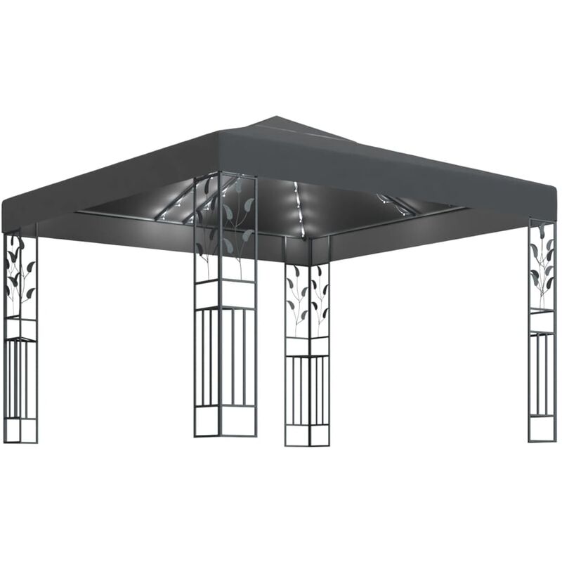 

Cenador con tira de luces LED 3x3 m gris antracita