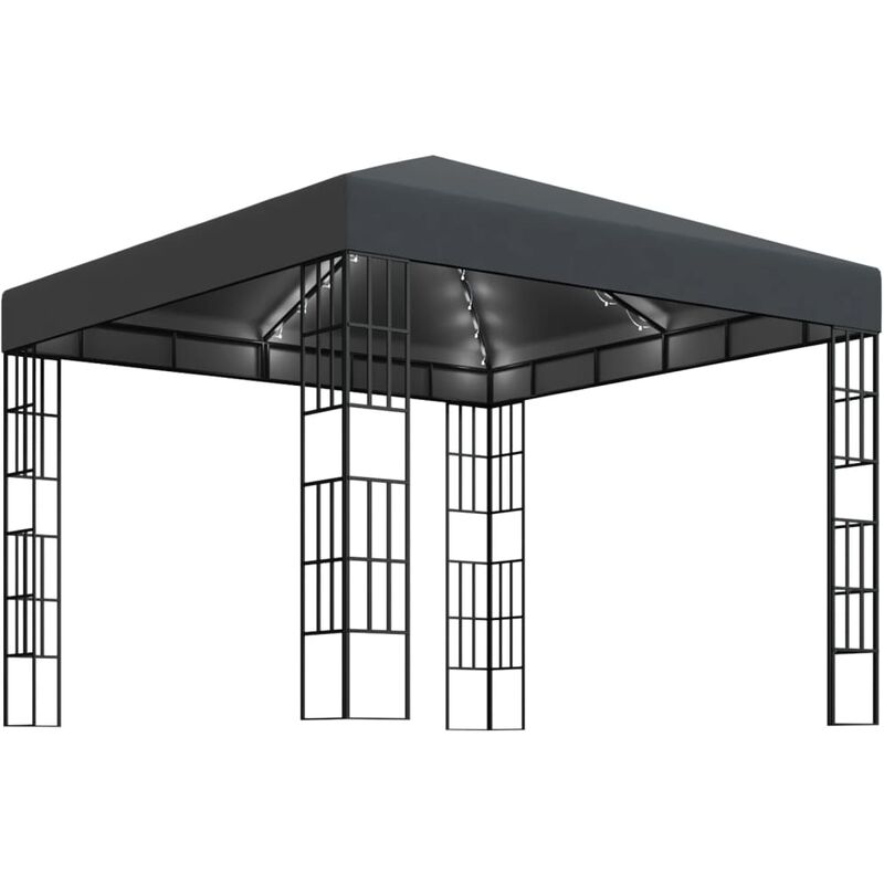 

Cenador con tira de luces LED 3x3 m gris antracita