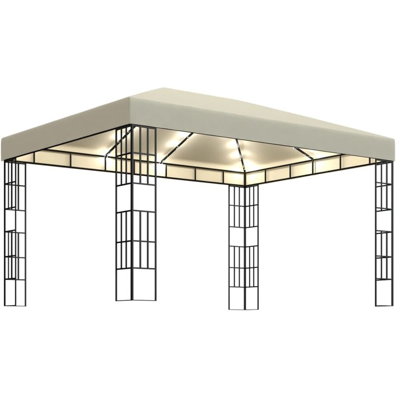 

Cenador con tira de luces LED 3x4 m crema