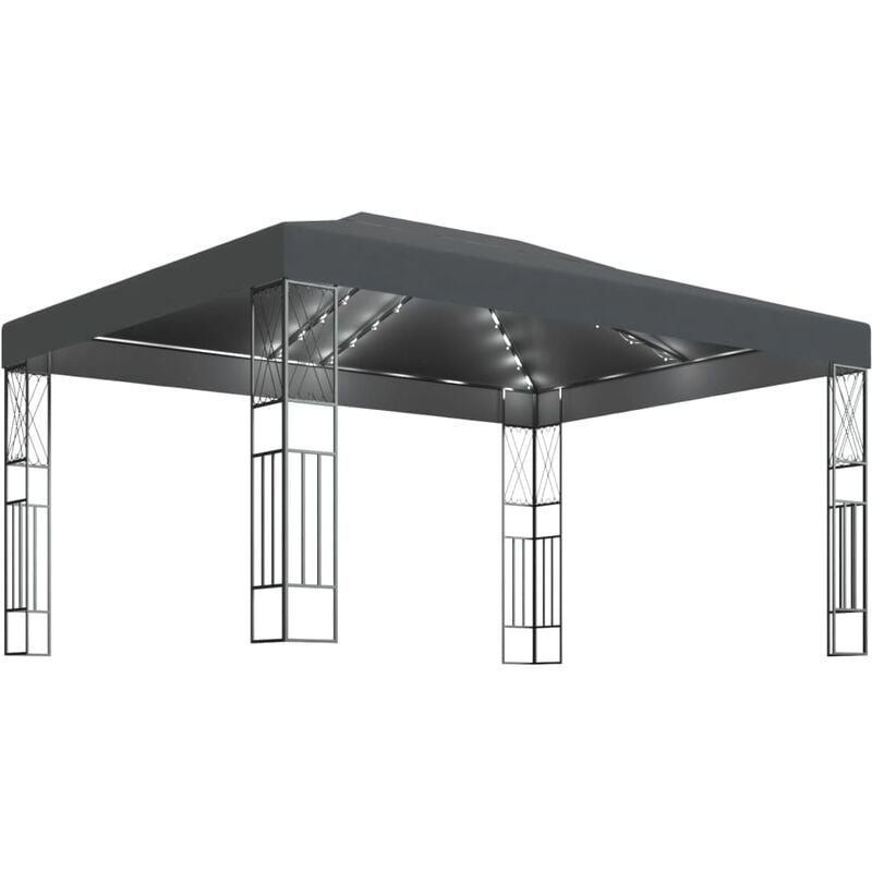 

Cenador con tira de luces LED 3x4 m tela gris antracita
