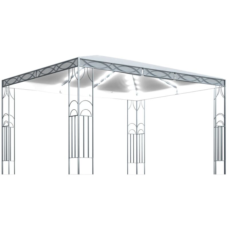 

Cenador con tira de luces LED 400x300 cm crema