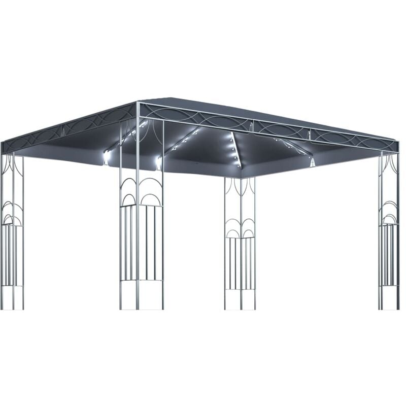 

Cenador con tira de luces LED 400x300 cm gris antracita