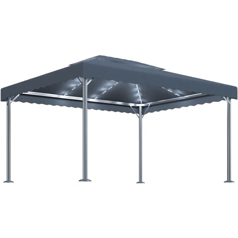 

Cenador con tira de luces LED aluminio antracita 400x300 cm