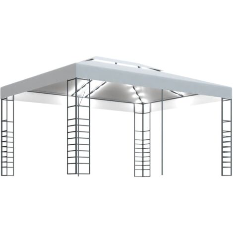 Cenador con tira de luces LED blanco 4x3x2,7 m vidaXL