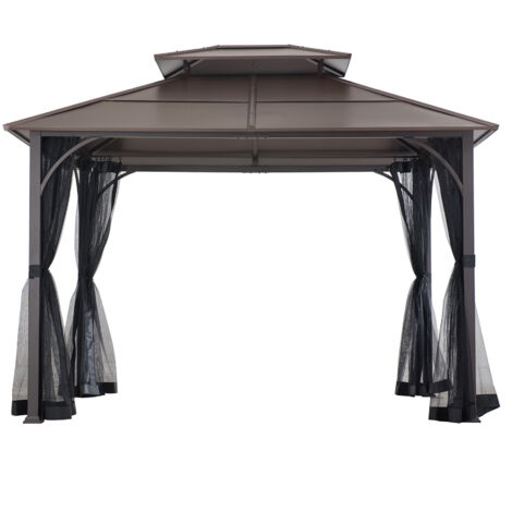 Cenador de acero KALDI - 307cm x 366cm, marrón