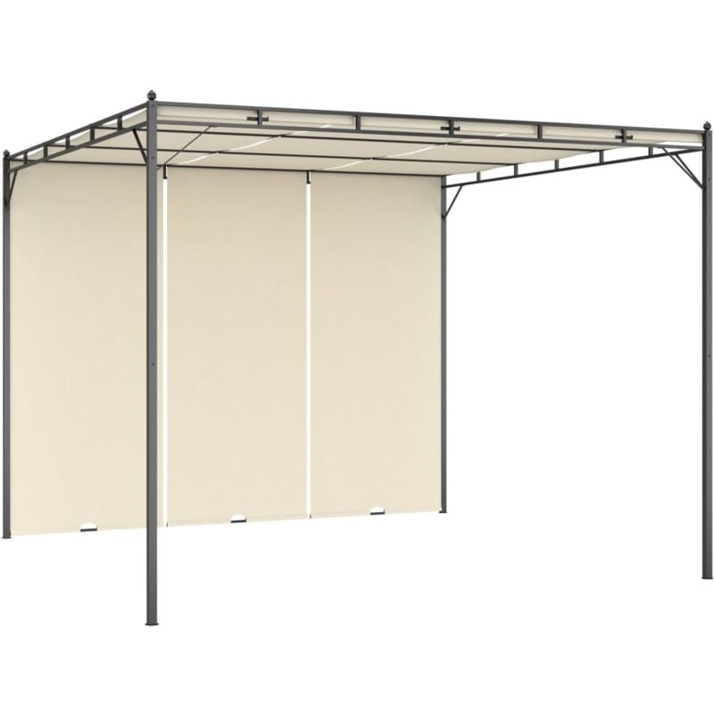 

Cenador de jardín con cortina lateral color crema 3x3x2,25 m - Crema - Vidaxl