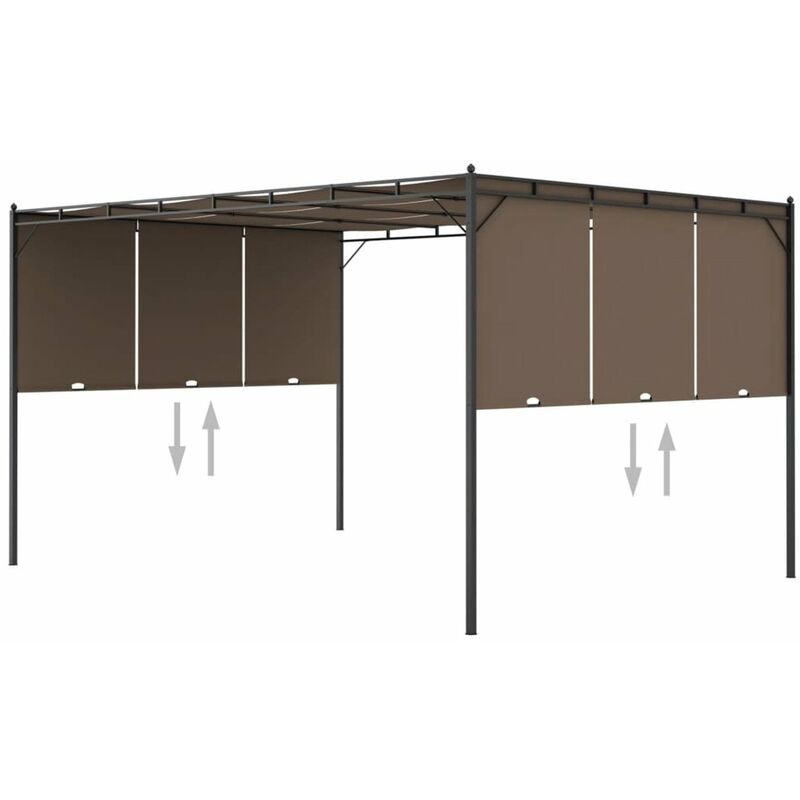 

Cenador de jardin con cortina lateral gris taupe 4x3x2,25 m