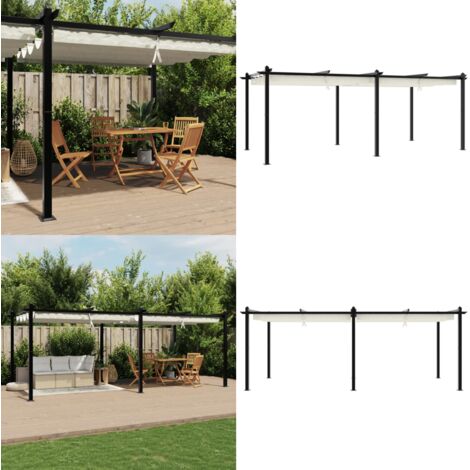 Cenador de jardín con techo retráctil aluminio crema 3x6 m - Techo retráctil - Aluminio