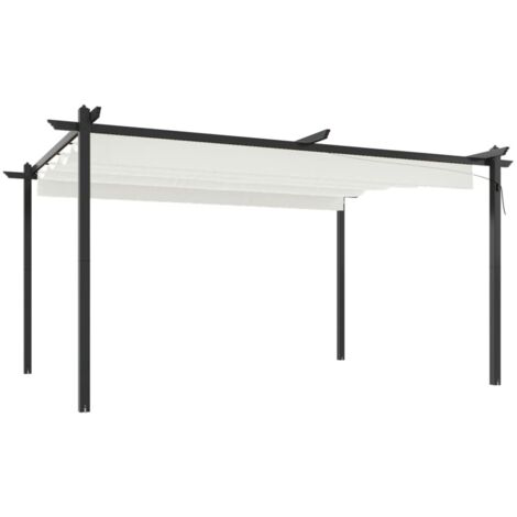 Cenador de jardín con techo retráctil color crema 4x3 m vidaXL