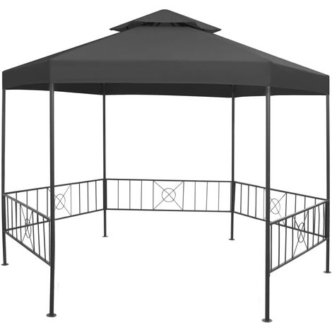 Cenador de jardín gris antracita 323x275x265 cm vidaXL