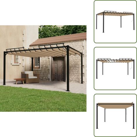 Cenador de jardín - vidaXL Cenador con techo de lamas tela taupé y aluminio 3x4 m - Cenador de patio