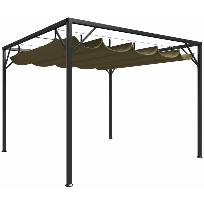 

Cenador de jardín con techo retráctil gris taupe 3x3m 180 g/m² - Gris Topo