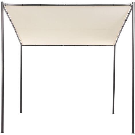 Cenador de metal beige negro 270 cm poliéster pérgola pabellón sombra Vimino