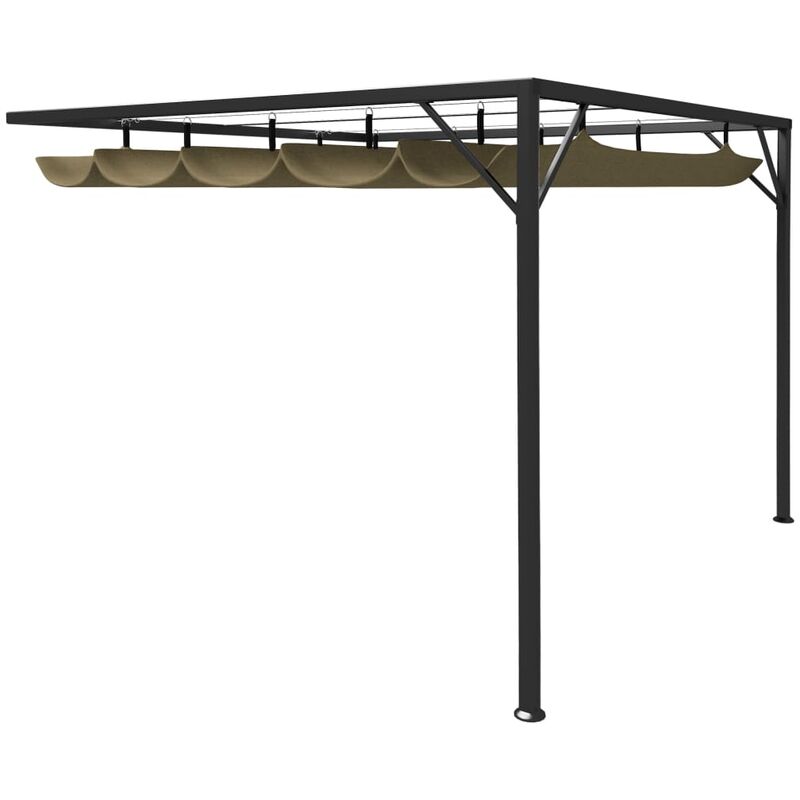 

Cenador de pared de jardín con tejado retráctil gris taupe 3x3m - Gris Topo