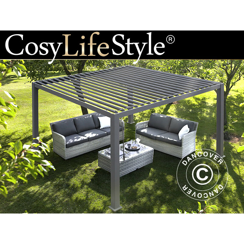 Cenador de pérgola bioclimática San Marino 3x4m, Antracita - Antracita