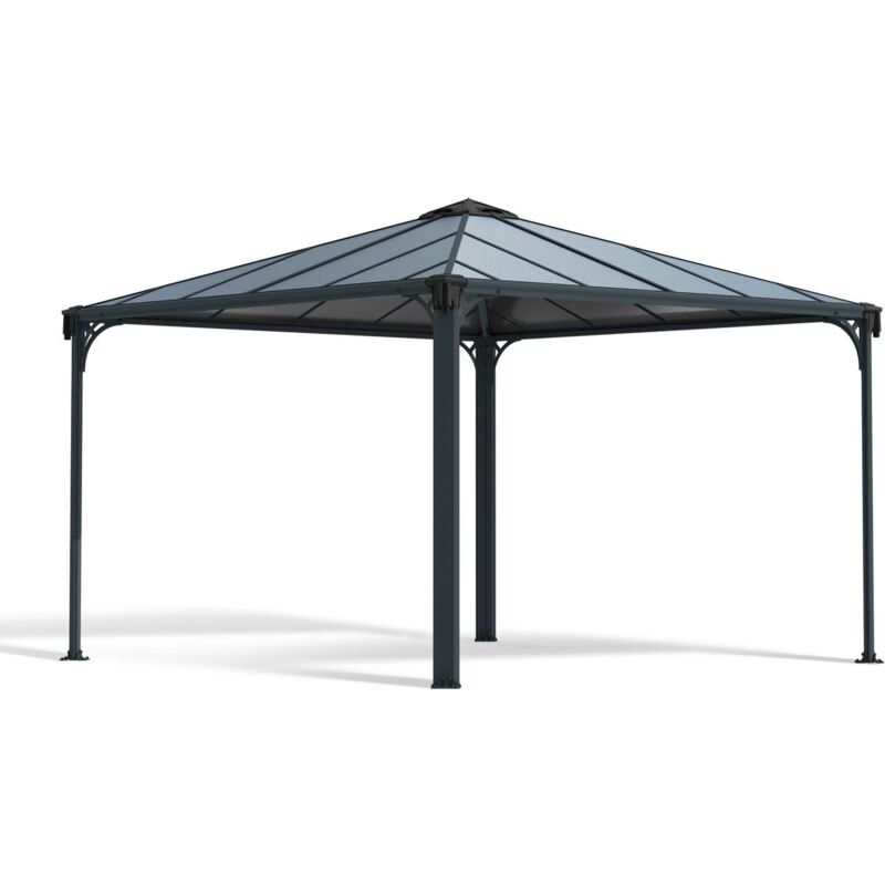 

Cenador Palermo De Aluminio Gris Con Vidriado De Policarbonato Bronce 360x360 Cm - Canopia By Palram