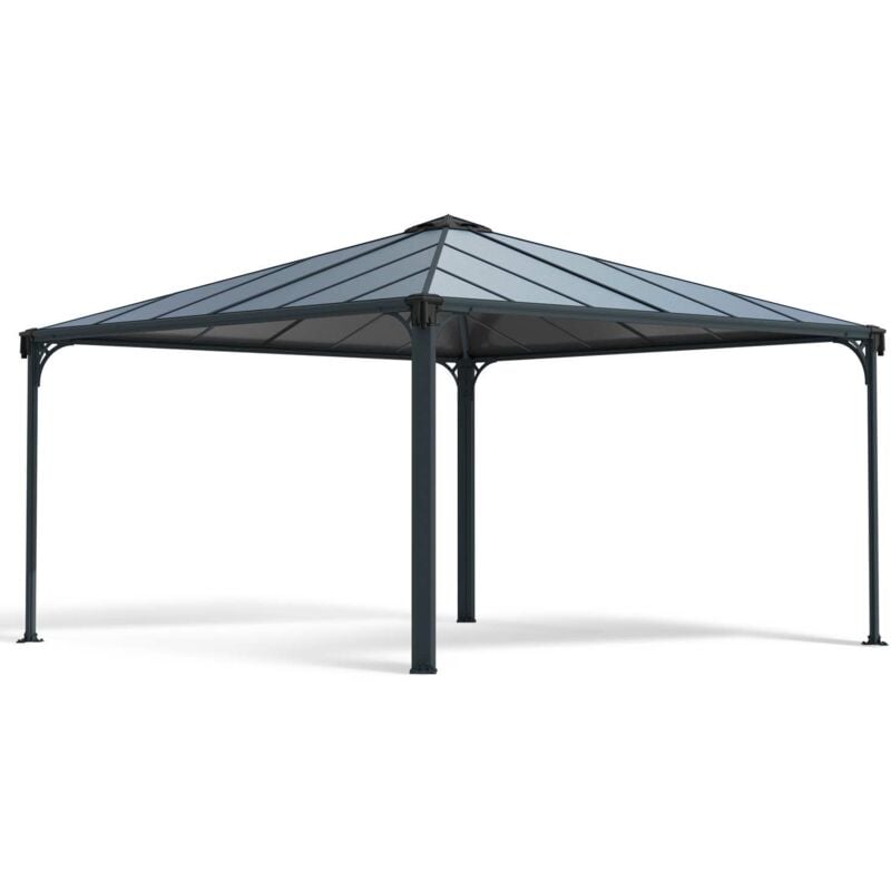 

Cenador Palermo De Aluminio Gris Con Vidriado De Policarbonato Bronce 430x430 Cm - Canopia By Palram