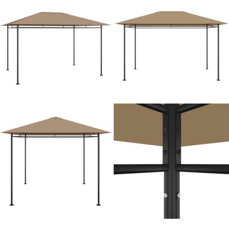 Cenador gris taupé 384x281x270 cm 180 g/m² - Toldo para exteriores - Toldo de acero
