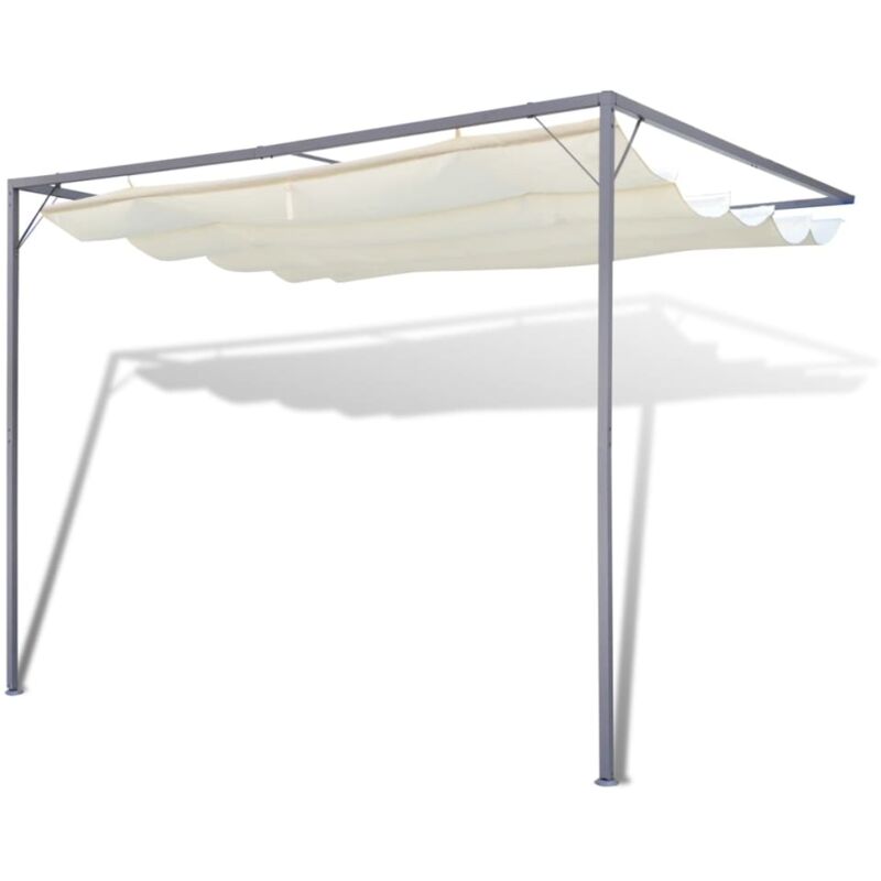 

vidaXL Cenador para Pared de Jardín con Tejado Retráctil 3x3 m Blanco - Crema