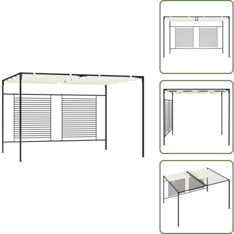 Cenador para patio - vidaXL Cenador con techo retráctil color crema 3x4x2,3 m 180 g/m² - Toldo para exteriores