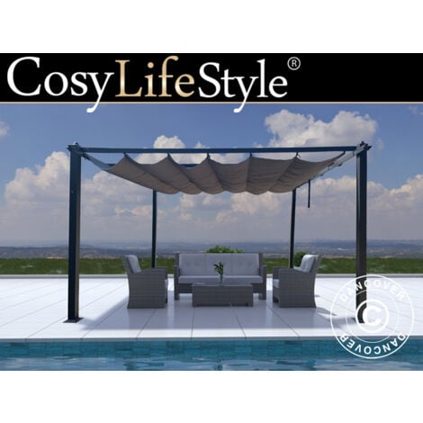 Cenador pérgola Santa Cruz, 4x4m, Gris oscuro