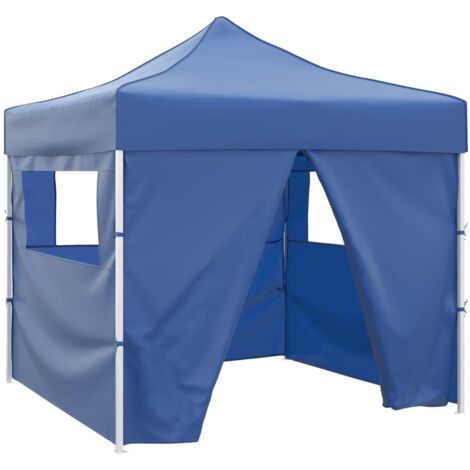 Cenador plegable azul con 4 paredes 3x3 m