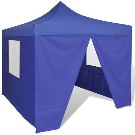 Cenador plegable azul con 4 paredes 3x3 m vidaXL