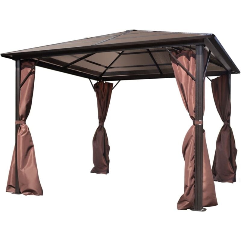 

Cenador con Cortina Marrón Aluminio 300x300 cm - Marrón - Vidaxl