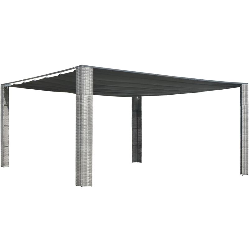 

Cenador techo ratán sintético gris y antracita 400x400x200 cm