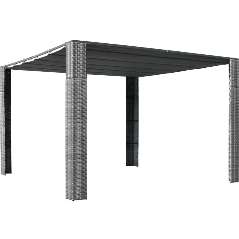 

Cenador techo ratán sintético 300x300x200 cm gris y antracita - Antracita