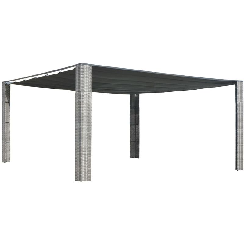 

Cenador techo ratán sintético gris y antracita 400x400x200 cm - Antracita