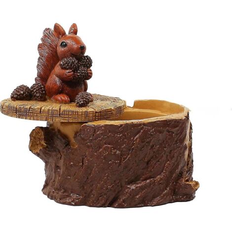 Cendrier animal de la forêt en forme d'écureuil avec couvercle pour intérieur et extérieur