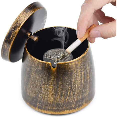 LLY Home Office Portable Fashion Round Curamic Pot Cendrier Porte-cendrier avec Couvercle 