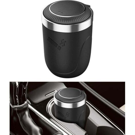 Cendrier de voiture. Cendrier de voiture anti-odeurs. Cendrier avec couvercle. Cendrier de voiture à LED. Cendrier en acier inoxydable. Cendrier de voiture. Convient aux pièces automobiles (noir).