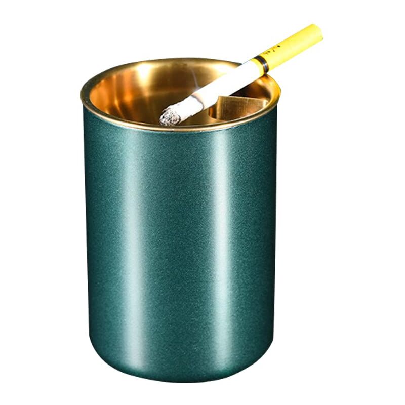 Ensoleille - Cendrier en acier inoxydable, cendrier coupe-vent plaqué or vert foncé, cendrier de voiture, cendrier extérieur, cendrier de camping,