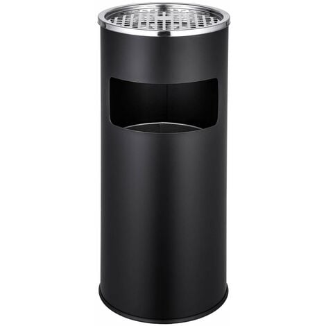 Cendrier extérieur design avec poubelle en acier inoxydable 30 litres noir