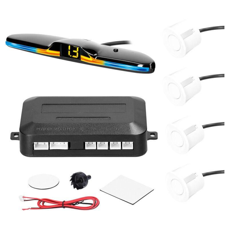 LIFCAUSAL Système radar de recul arrière avec 4 capteurs Détection de distance, affichage LED et alarme sonore pour stationnement