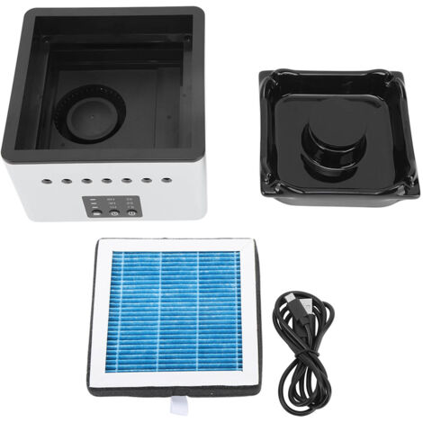 Cendrier sans fumée avec fonction purificateur d'air, ioniseur, batterie 8000mAh USB, capteur de fumée pour bureau maison bar noir