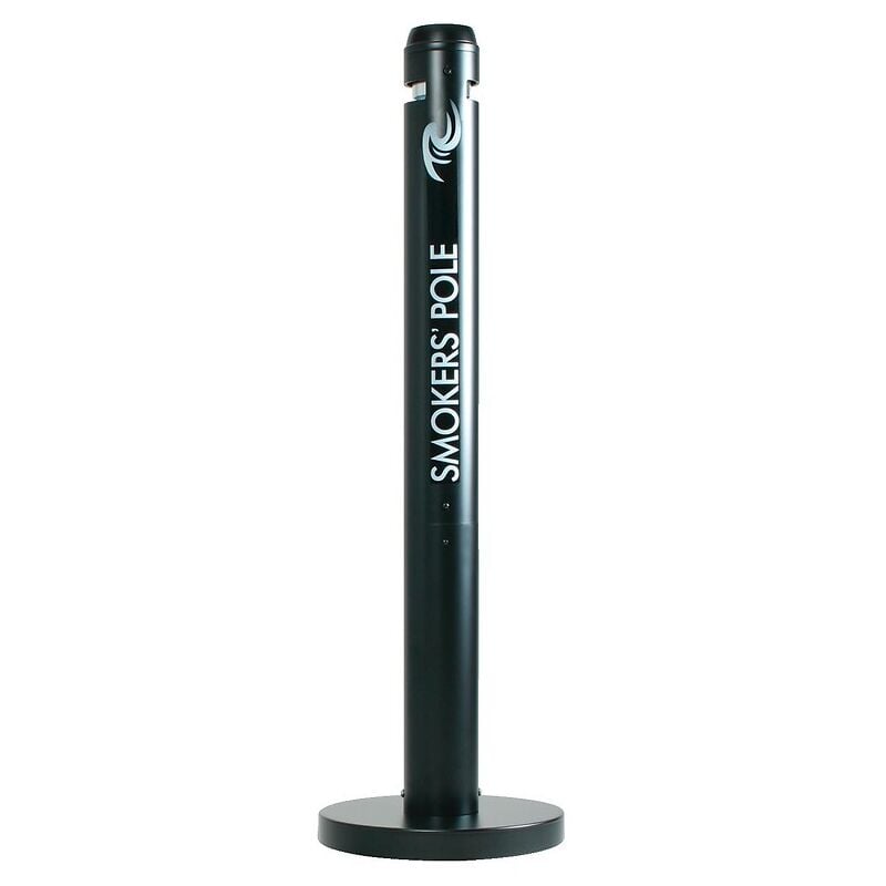 Cendrier sur pied mobile Smokers'Pole, capacité 1000 mégots, coloris noir Rubbermaid