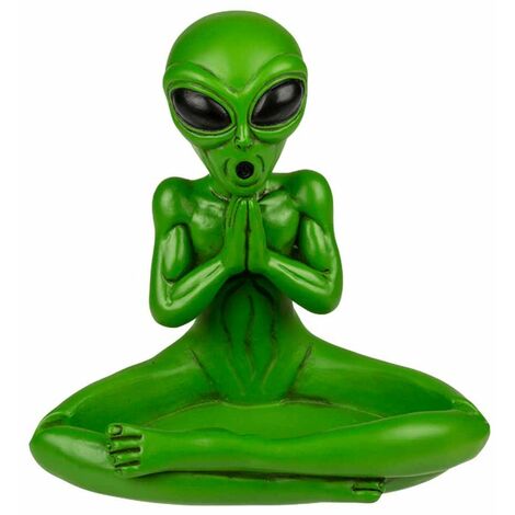 Cendrier vert avec motif extraterrestre pratiquant le yoga