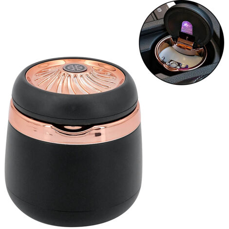 Cendrier Voiture - Sans Fumée avec Diffuseur - LED Bleue - Couvercle Étanche - Compatible Support Tasse Voiture - 1 Pièce
